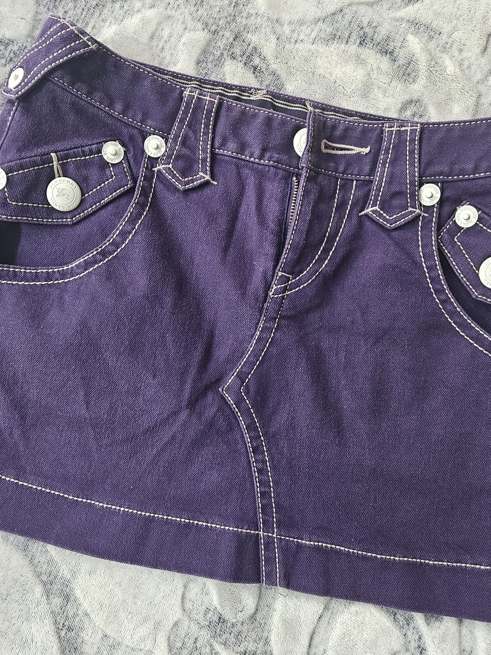 Burberry Purple Denim Mini Skirt